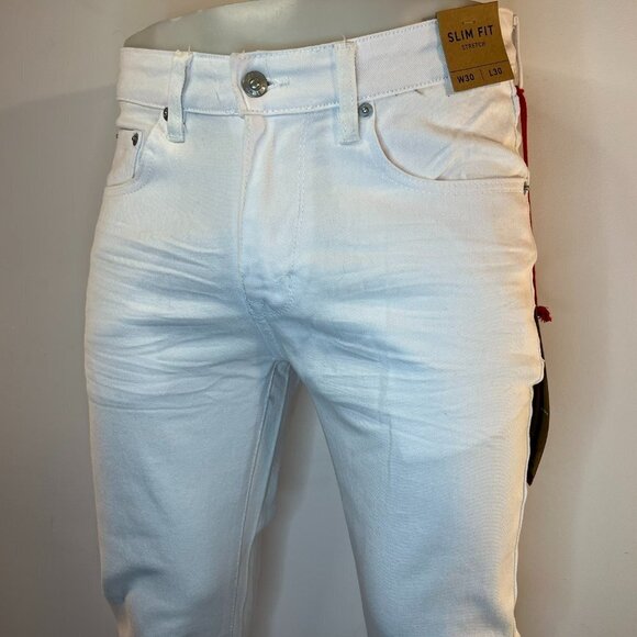MBX Men's White Slim Fit Stretch Denim Jeans - Size 30 x 30 - NWT $58. - Picture 2 of 5